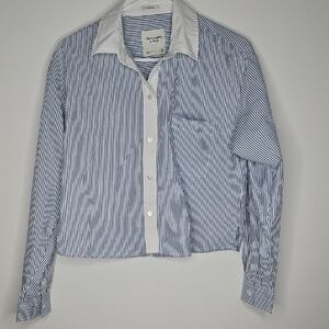 Abercrombie & Fitch Blue and White Striped Button Down Shirt